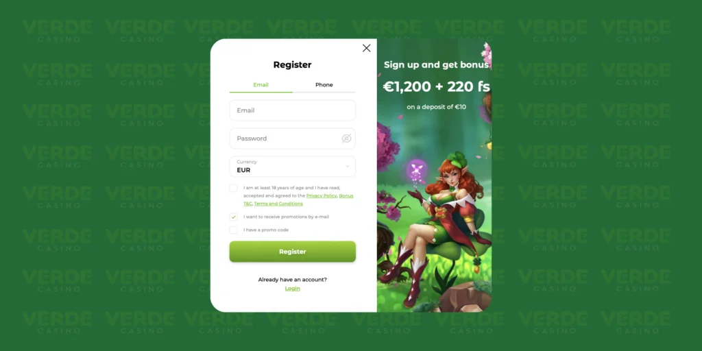 Verde Casino Register